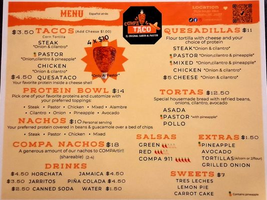 Menu photo 1 Compa Taco Charlotte, NC