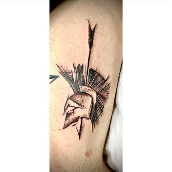 Still Waters Tattoo Studio - Inner thigh Spartan tattoo - Tattoo Near Me - San Antonio, Texas Still Waters Tattoo Studio - Inner thigh Spartan tattoo - Tattoo Near Me - San Antonio, Texas