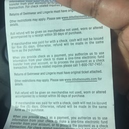 The return policy written on the receipt. Was not knowledged in the store by the cashier