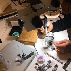 Blink Mobile - Victor working on soldering.