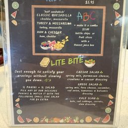 Kids and Lite Bites Menu