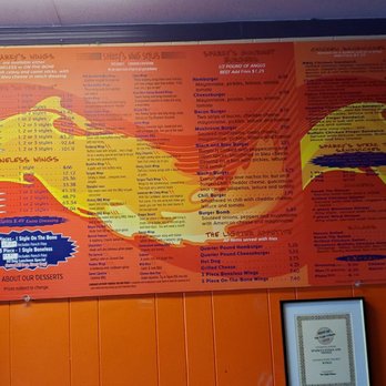 Sparky's Wings and Things - Wall menu. Lots of awesome sauces! - Chicken Wings Near Me - Haverhill, Massachusetts