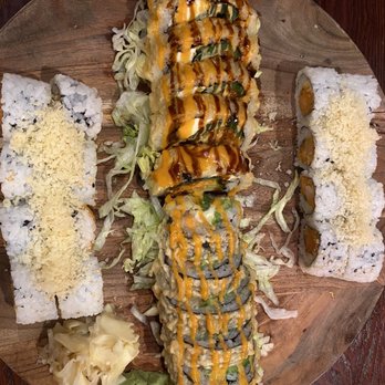Sushi Asa - Dan roll, Citi roll, spicy yellowtail crunch roll, & spicy salmon crunch roll. - Sushi Bars Near Me - Greenville, South Carolina Sushi Asa - Dan roll, Citi roll, spicy yellowtail crunch roll, & spicy salmon crunch roll. - Sushi Bars Near Me - Greenville, South Carolina