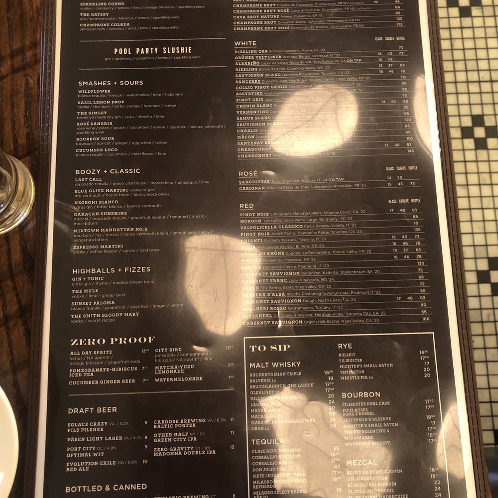 The Smith - Menu - New American Near Me - Washington, DC, District of Columbia
