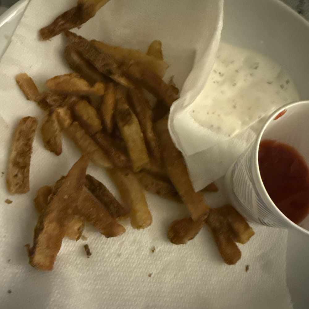 Fries had to be drained of the grease Fries had to be drained of the grease