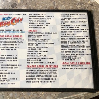 Big City Diner - Kailua - Menu 4/17/2021 - Diners Near Me - Kailua, Hawaii