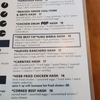 Hash Kitchen - Partial Menu - Breakfast & Brunch Near Me - Scottsdale, Arizona
