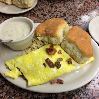 Blue Bonnet Cafe - Dont let the Basic Plate fool you!!..Packed and Loaded with Flavor!!..Biscuits are to Die for!! - Desserts Near Me - Marble Falls, Texas