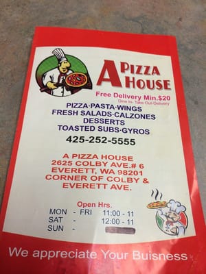 Menu photo 4 A Pizza House Everett, WA Menu photo 4 A Pizza House Everett, WA