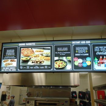 Domino's Pizza - Digital menu board above the front desk. - Pizza Near Me - Saint Francis, Minnesota Domino's Pizza - Digital menu board above the front desk. - Pizza Near Me - Saint Francis, Minnesota