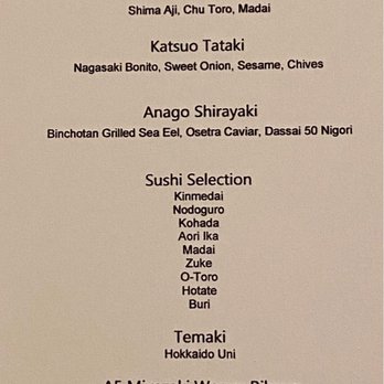 Hiden - Menu of the night - Japanese Near Me - Miami, Florida
