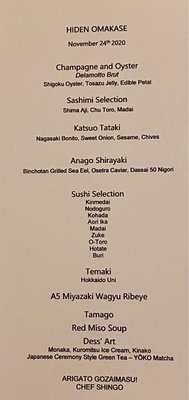 Menu photo 6 Hiden Miami, FL