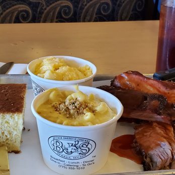 BJ's Nevada Barbecue - Combo plate (ribs and brisket) about to get in my belly! - Barbeque Near Me - Sparks, Nevada