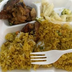 Tj Asian Express - Bourbon chicken with veggies and fried rice