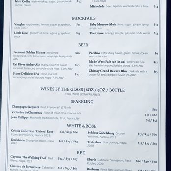 The Raymond 1886 - Drink Menu - New American Near Me - Pasadena, California