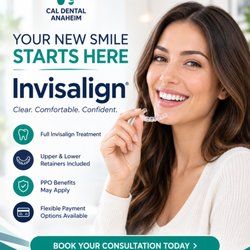 Invisalign® clear aligners at Cal Dental Anaheim. Clear, comfortable treatment with PPO benefits and flexible payment options.