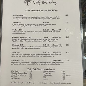 Valley Oak Winery - Menu - Wineries Near Me - Sanger, California