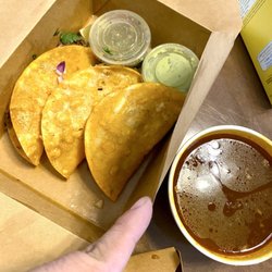 Sonora MX Taqueria - Quesabirria tacos with consume and salsa