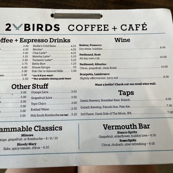 2 Birds Coffee - Menu 7.3.22 - Coffee & Tea Near Me - Miramar Beach, Florida