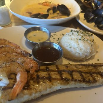 Bonefish Grill - Mahi mahi with shrimp and garlic mashed with potatoes. Amazing! - Seafood Near Me - Orland Park, Illinois Bonefish Grill - Mahi mahi with shrimp and garlic mashed with potatoes. Amazing! - Seafood Near Me - Orland Park, Illinois