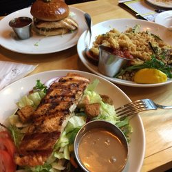 Rachel's Roadhouse - Super tasty and plentiful balsamic salmon salad!  The dessert tray was impressive.  Hard to to decide which hunk of deliciousness to order.