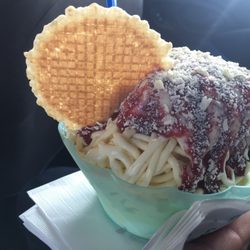Eiscafé Gelateria Altstadt - Spaghetti Icecreme ! You can't get this in the States