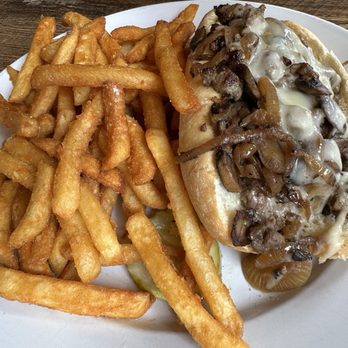 Cowboys And Angels - Philly Cheesesteak with fries - Southern Near Me - Helen, Georgia Cowboys And Angels - Philly Cheesesteak with fries - Southern Near Me - Helen, Georgia
