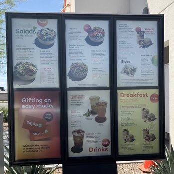 Salad and Go - Drive Thru Menu Board (May 2023) - Breakfast & Brunch Near Me - Phoenix, Arizona
