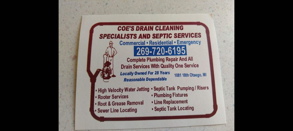 Slide of Coe's Drain Cleaning Specialists
