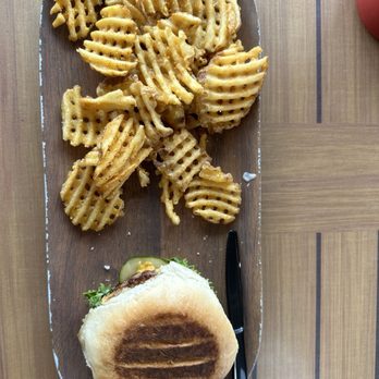BROS Burgers & Shakes - Big Bros burger with Cheese and waffle fries - Burgers Near Me - Avon, North Carolina BROS Burgers & Shakes - Big Bros burger with Cheese and waffle fries - Burgers Near Me - Avon, North Carolina