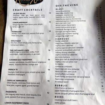 The Monkey Cat - Cocktails menú - New American Near Me - Auburn, California