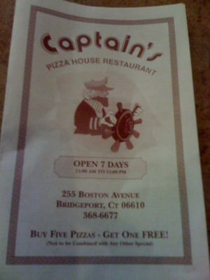 Menu photo 4 Captain's Pizza House Restaurant Bridgeport, CT Menu photo 4 Captain's Pizza House Restaurant Bridgeport, CT