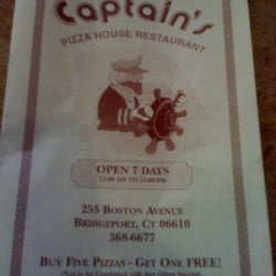 Captain's Pizza House Restaurant - Menu