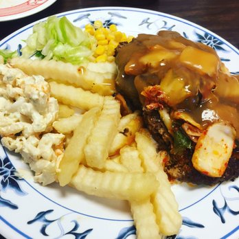 Jack's Inn - Kimchee Hamburger Steak....next time I'm gonna order 2 eggs over easy to top the fries! - Breakfast & Brunch Near Me - Kahului, Hawaii