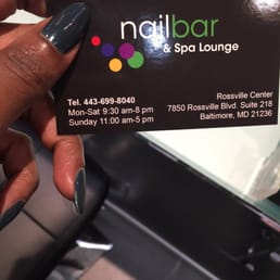 Nailbar's business card, presented with an amazing gel manicure on natural nails Nailbar's business card, presented with an amazing gel manicure on natural nails