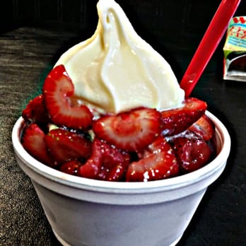 Yogurt Palace - Vanilla and strawberry yogurt topped with strawberries. Feel like eating strawberry shortcake with less guilt. - Ice Cream & Frozen Yogurt Near Me - Fallbrook, California Yogurt Palace - Vanilla and strawberry yogurt topped with strawberries. Feel like eating strawberry shortcake with less guilt. - Ice Cream & Frozen Yogurt Near Me - Fallbrook, California
