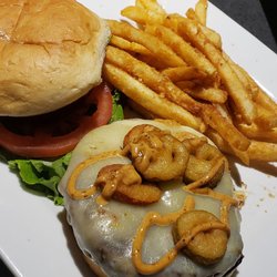 Black Rock Bar & Grill - Ghost pepper chipotle with the impossible burger subbed in. Very filling, didn't make it through the fries which are perfectly crispy.