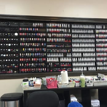 Angel Nails - Color wall with all colors powders and gels! - Nail Salons Near Me - Atlanta, Georgia
