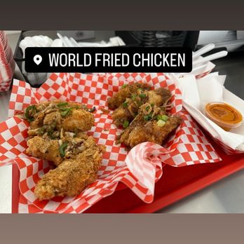 World Fried Chicken - A4 - 10 PCS Wings By The Piece (around $15 before tax) Flavor = 22 spice and herbs (left side) + Soy garlic (right side) - Chicken Shop Near Me - Ontario, California World Fried Chicken - A4 - 10 PCS Wings By The Piece (around $15 before tax) Flavor = 22 spice and herbs (left side) + Soy garlic (right side) - Chicken Shop Near Me - Ontario, California