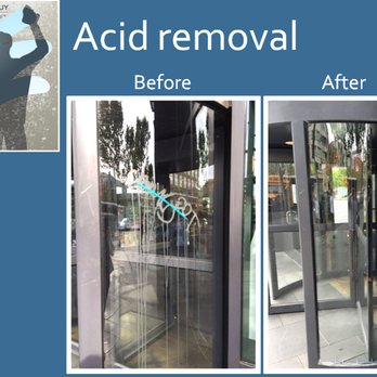 Handy Glass Guy - Example of acid removal from a revolving door. - Glass & Mirrors Near Me Handy Glass Guy - Example of acid removal from a revolving door. - Glass & Mirrors Near Me