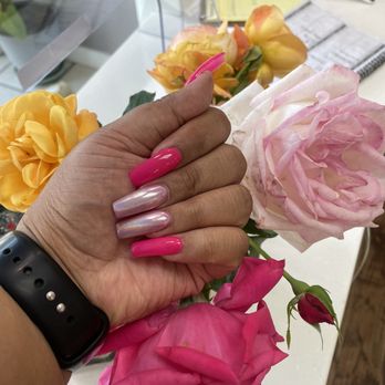 4 Seasons Nails - Hot Pink Matte with Chrome Nails - Nail Salons Near Me - Mountlake Terrace, Washington 4 Seasons Nails - Hot Pink Matte with Chrome Nails - Nail Salons Near Me - Mountlake Terrace, Washington