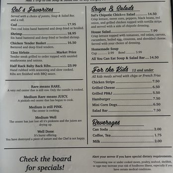 Sal's on 63 - Menu - Beer Bar Near Me - Barronett, Wisconsin