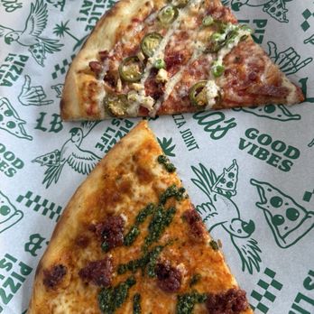Anna’s Pizza Joint - Surf ranch (top) and da green bird (bottom) - Pizza Near Me - Long Beach, California