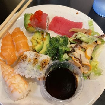 Chow Time Grill & Buffet - Some sushi, sashimi, nigiri, soy sauce, and salad - Buffets Near Me - Tamarac, Florida Chow Time Grill & Buffet - Some sushi, sashimi, nigiri, soy sauce, and salad - Buffets Near Me - Tamarac, Florida