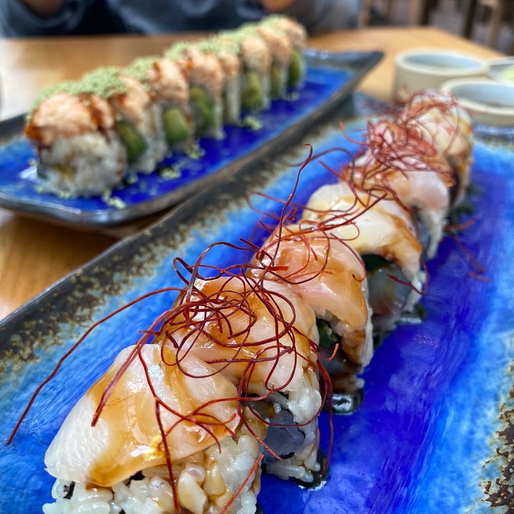 Sushi Lab Rooftop - Jalapeño yellow tail roll + matcha crunch roll - Japanese Near Me - New York, New York Sushi Lab Rooftop - Jalapeño yellow tail roll + matcha crunch roll - Japanese Near Me - New York, New York