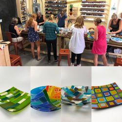 Verbeek Glass Studio - Group class: Beginners making pattern bowls.