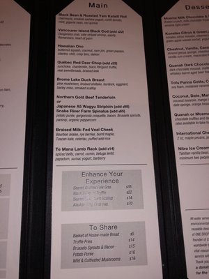 Menu photo 3 Bearfoot Bistro Whistler, BC