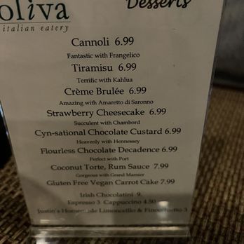 Oliva Italian Eatery - Dessert menu - Italian Near Me - Fort Worth, Texas Oliva Italian Eatery - Dessert menu - Italian Near Me - Fort Worth, Texas