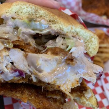 Wooboi Hot Chicken - The Sando, inside sandwich - Chicken Shop Near Me - Herndon, Virginia Wooboi Hot Chicken - The Sando, inside sandwich - Chicken Shop Near Me - Herndon, Virginia
