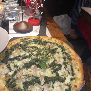 Mozzarella - Clam pizza with pesto - Salad Near Me - South Orange, New Jersey Mozzarella - Clam pizza with pesto - Salad Near Me - South Orange, New Jersey